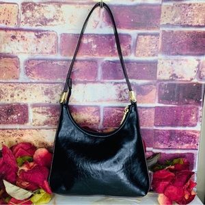 Mondani NY Black Faux Leather Baguette Shoulder Bag